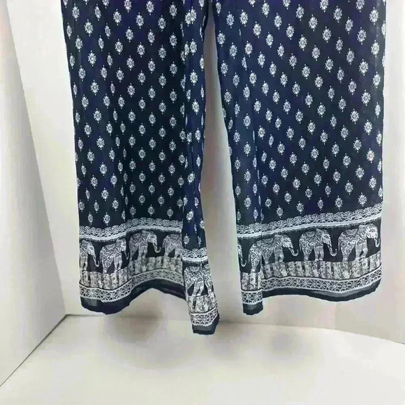 Live for Truth Women's Blue & White Elephant Print Palazzo Pants Size S boho - Picture 11 of 13